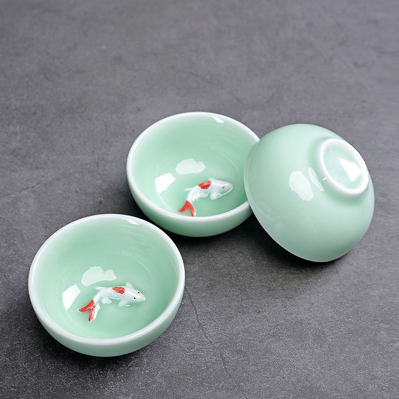 Peixe Celadon Xícara bonito, c - Celadon Ceramic Cup avaliação e preço